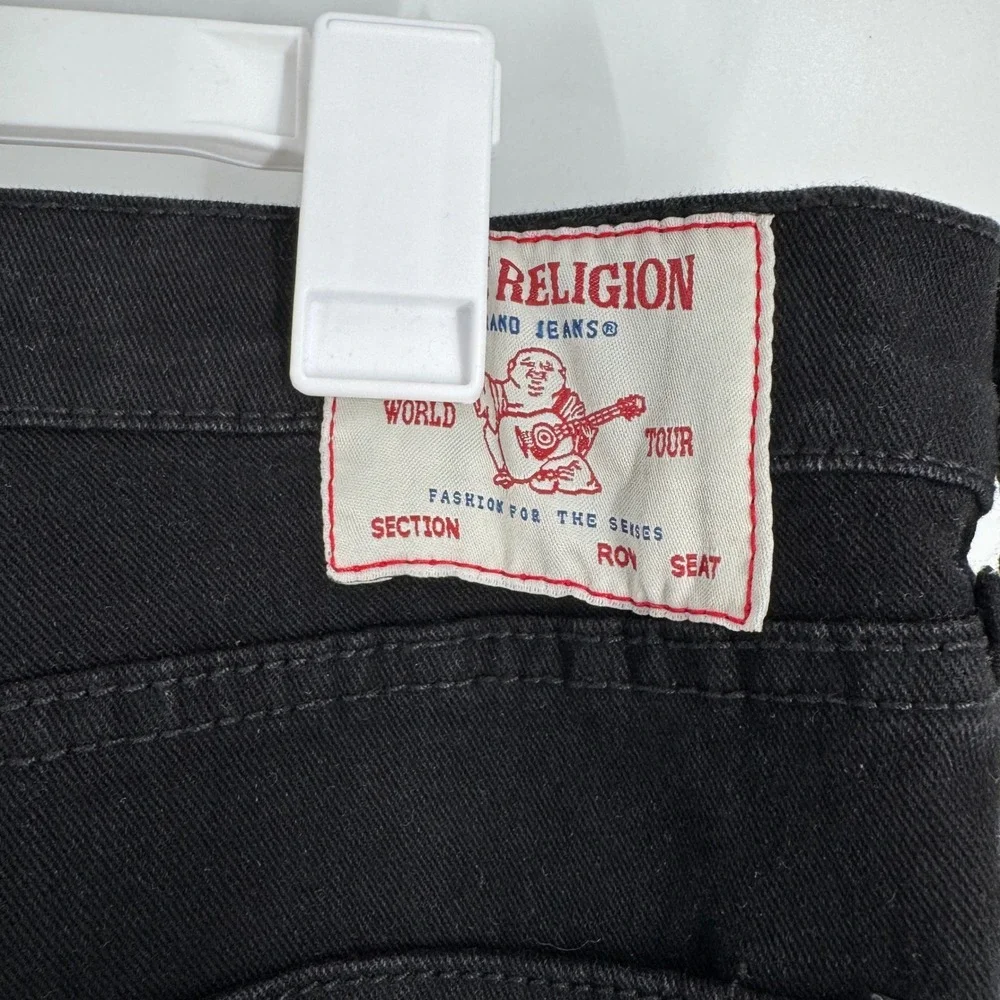 True Religion Rocco‎ Relaxed Skinny Biker Jeans Black Mens W34 L32 Moto